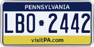 PA license plate LBO2442