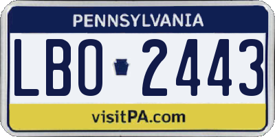 PA license plate LBO2443