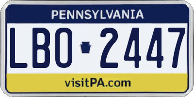 PA license plate LBO2447
