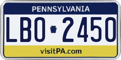 PA license plate LBO2450