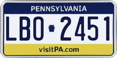 PA license plate LBO2451