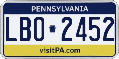 PA license plate LBO2452