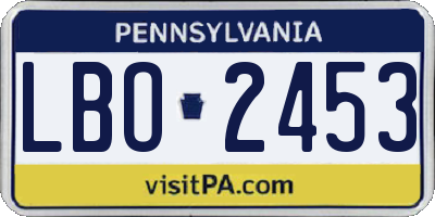 PA license plate LBO2453