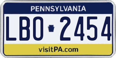 PA license plate LBO2454