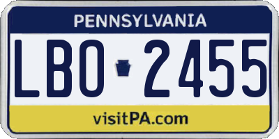 PA license plate LBO2455