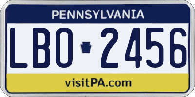 PA license plate LBO2456
