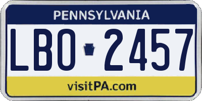 PA license plate LBO2457