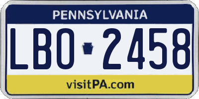 PA license plate LBO2458
