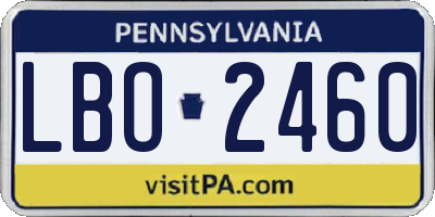 PA license plate LBO2460