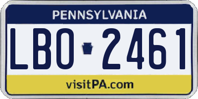PA license plate LBO2461