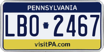 PA license plate LBO2467