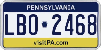 PA license plate LBO2468