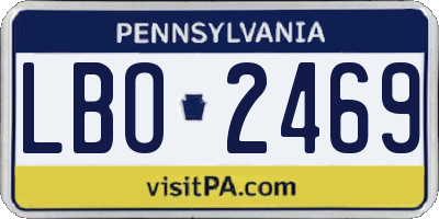 PA license plate LBO2469