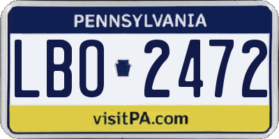 PA license plate LBO2472