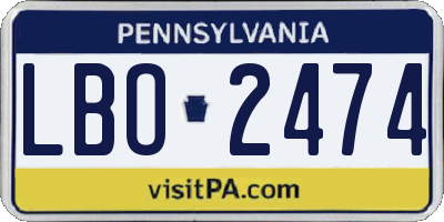 PA license plate LBO2474