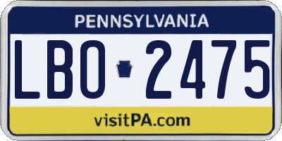 PA license plate LBO2475