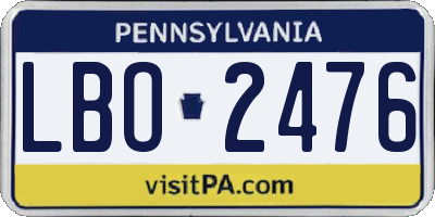 PA license plate LBO2476