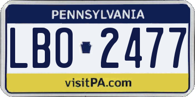 PA license plate LBO2477