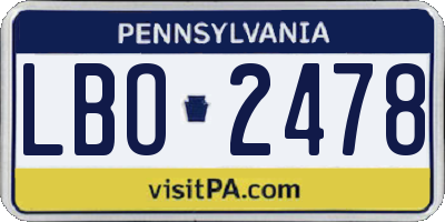 PA license plate LBO2478