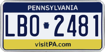 PA license plate LBO2481