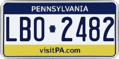 PA license plate LBO2482