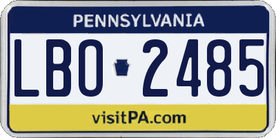 PA license plate LBO2485