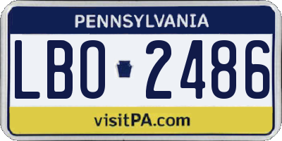 PA license plate LBO2486