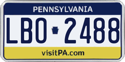 PA license plate LBO2488