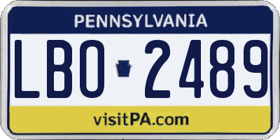 PA license plate LBO2489