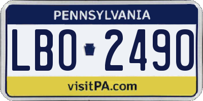 PA license plate LBO2490