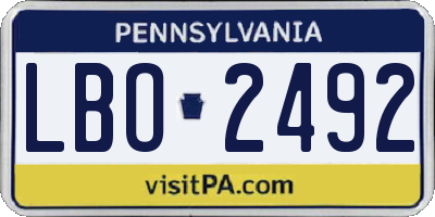 PA license plate LBO2492