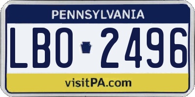 PA license plate LBO2496