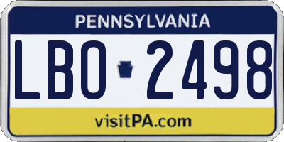 PA license plate LBO2498