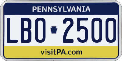 PA license plate LBO2500