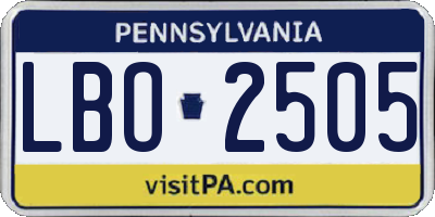 PA license plate LBO2505