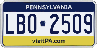 PA license plate LBO2509