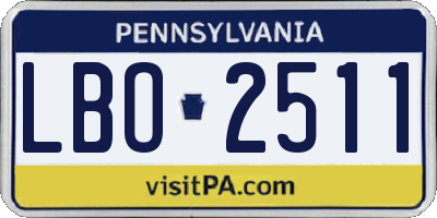 PA license plate LBO2511