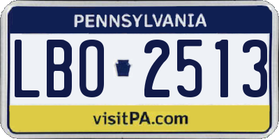 PA license plate LBO2513