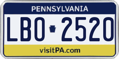 PA license plate LBO2520