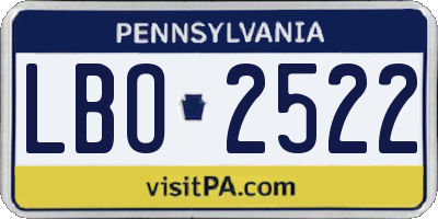PA license plate LBO2522