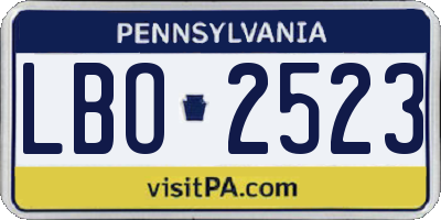 PA license plate LBO2523