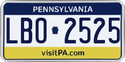 PA license plate LBO2525