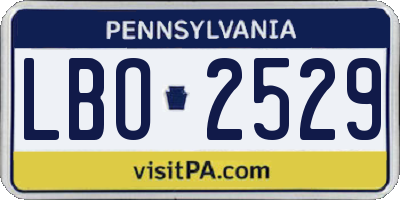 PA license plate LBO2529
