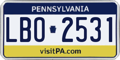 PA license plate LBO2531