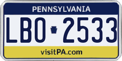 PA license plate LBO2533