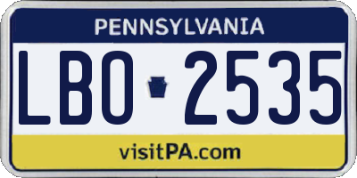 PA license plate LBO2535
