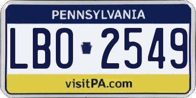 PA license plate LBO2549