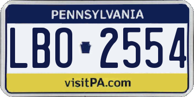 PA license plate LBO2554