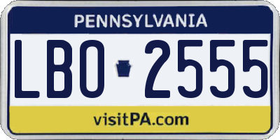 PA license plate LBO2555