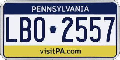 PA license plate LBO2557